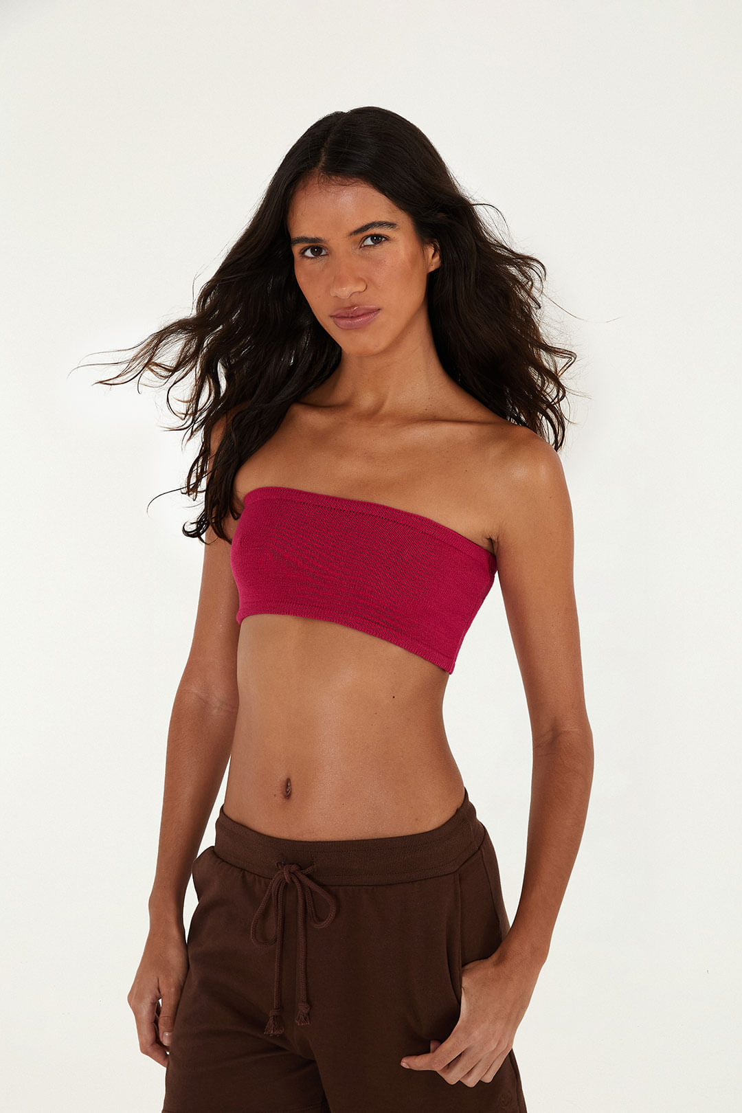 Top Faixa Tricot Rosa
