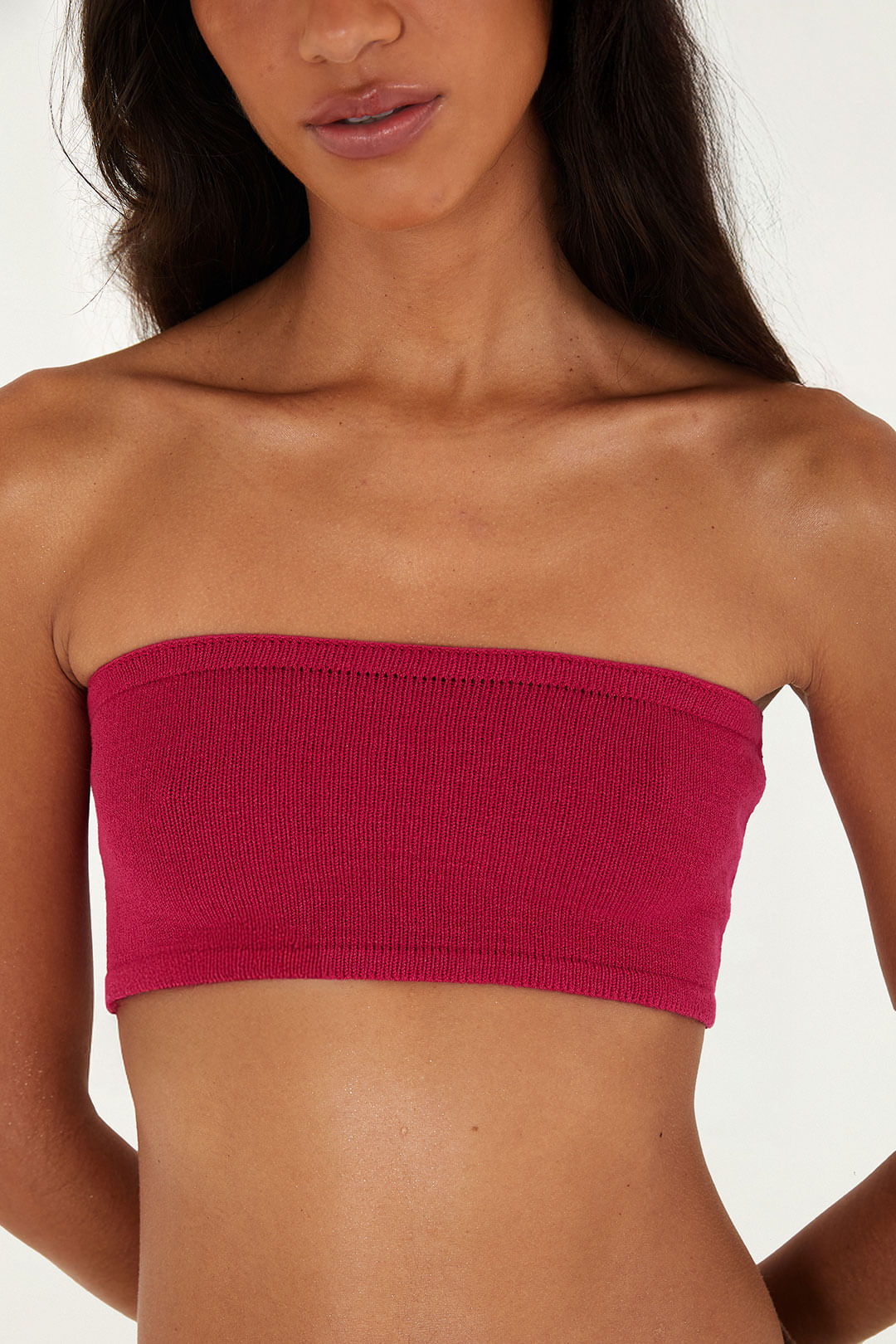Top Faixa Tricot Rosa
