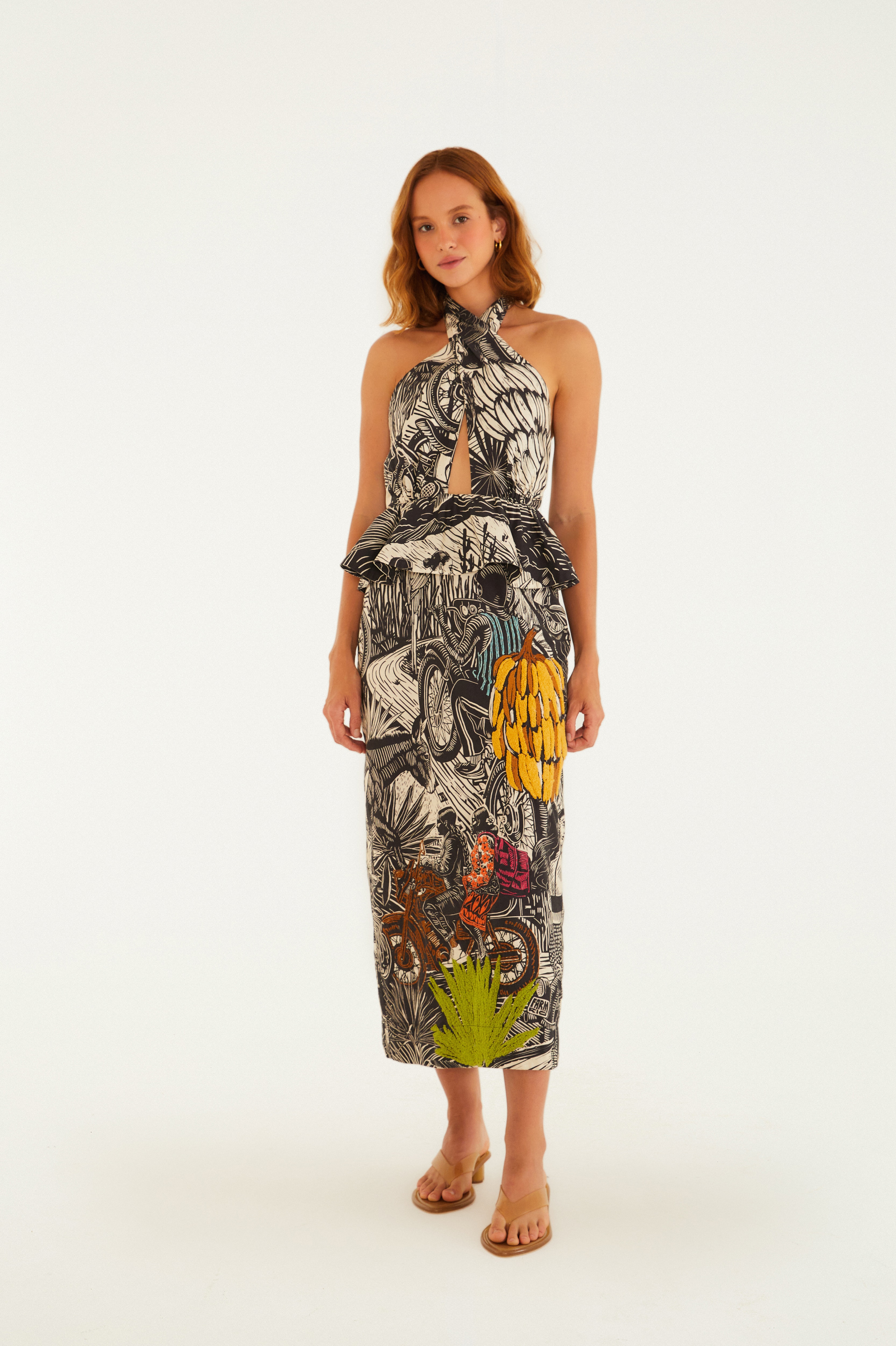 Vestido Midi Estampado Pb Ruta