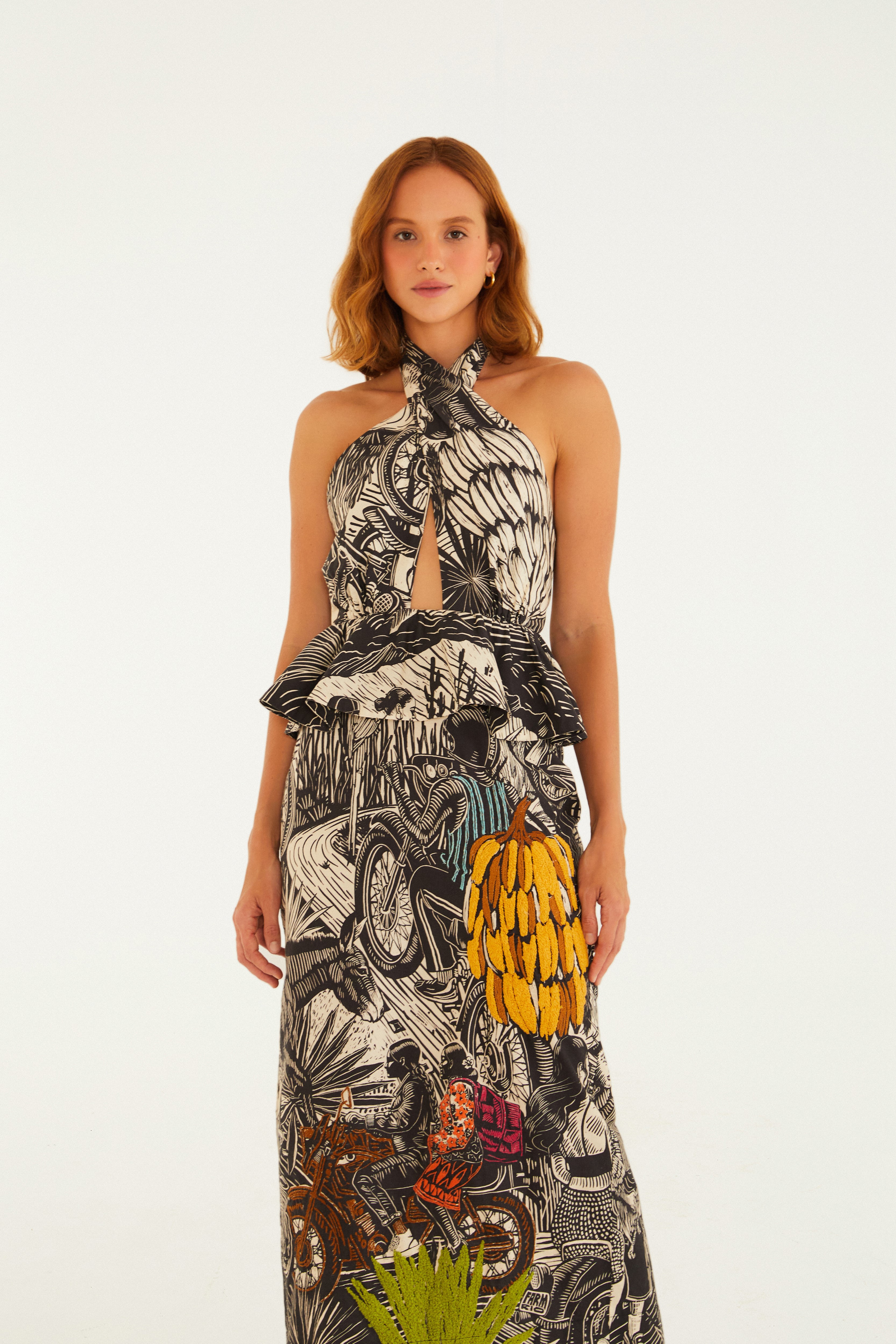 Vestido Midi Estampado Pb Ruta