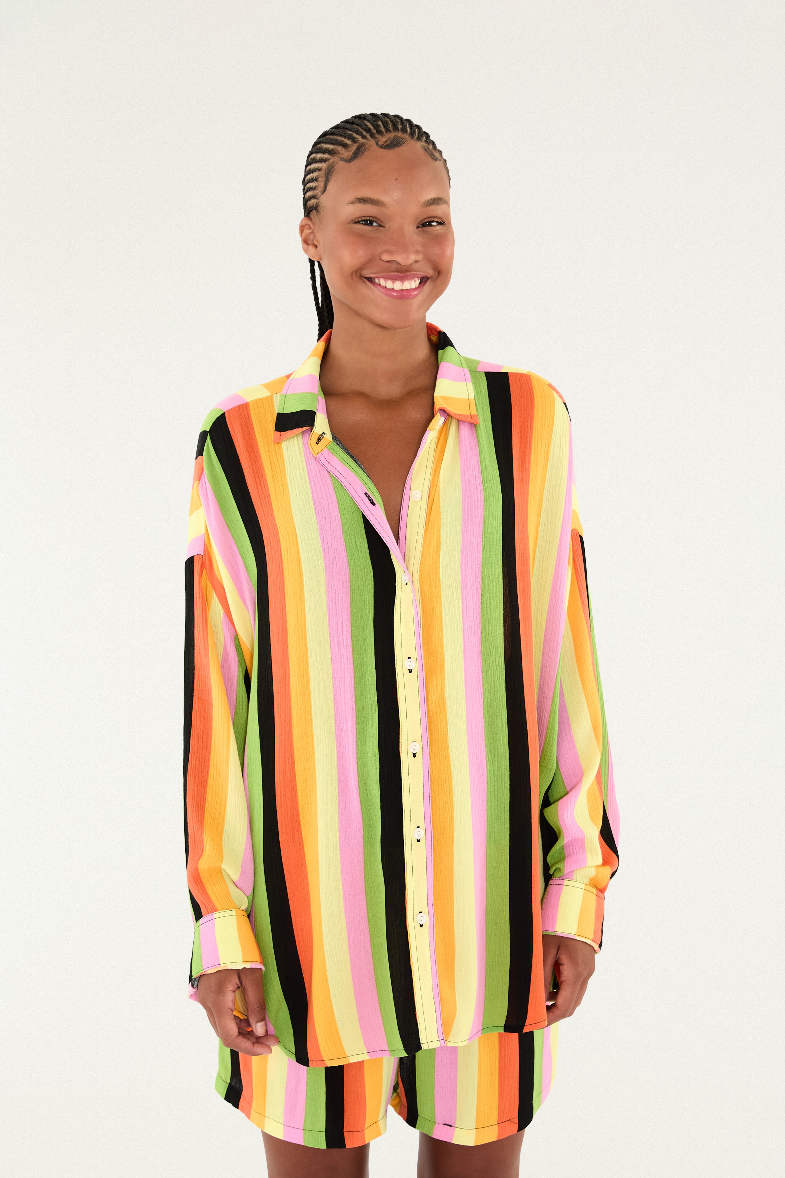 Camisa Neon Stripe Relaxed