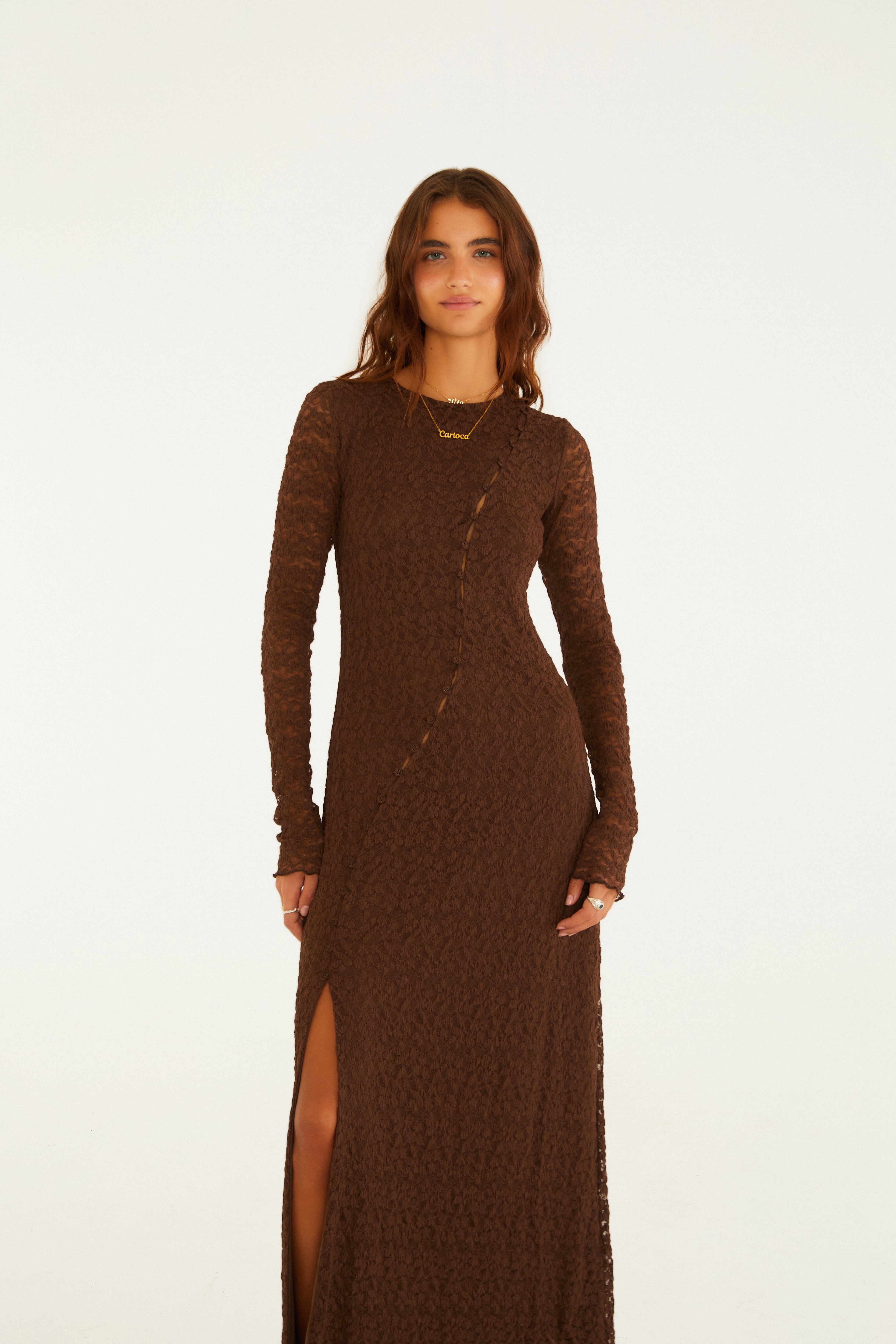 Vestido Túnica Botões Renda