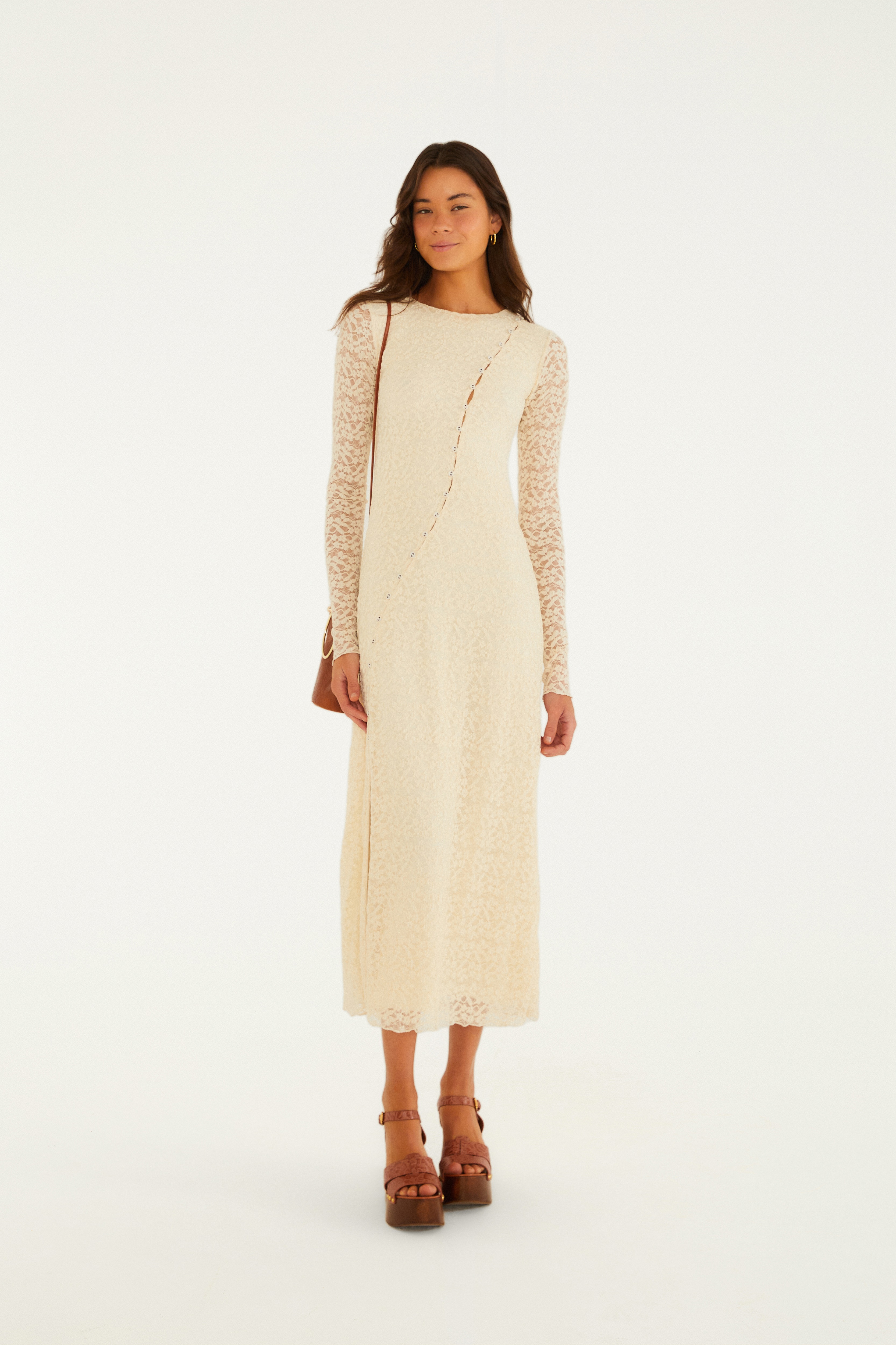 Vestido Túnica Botões Renda