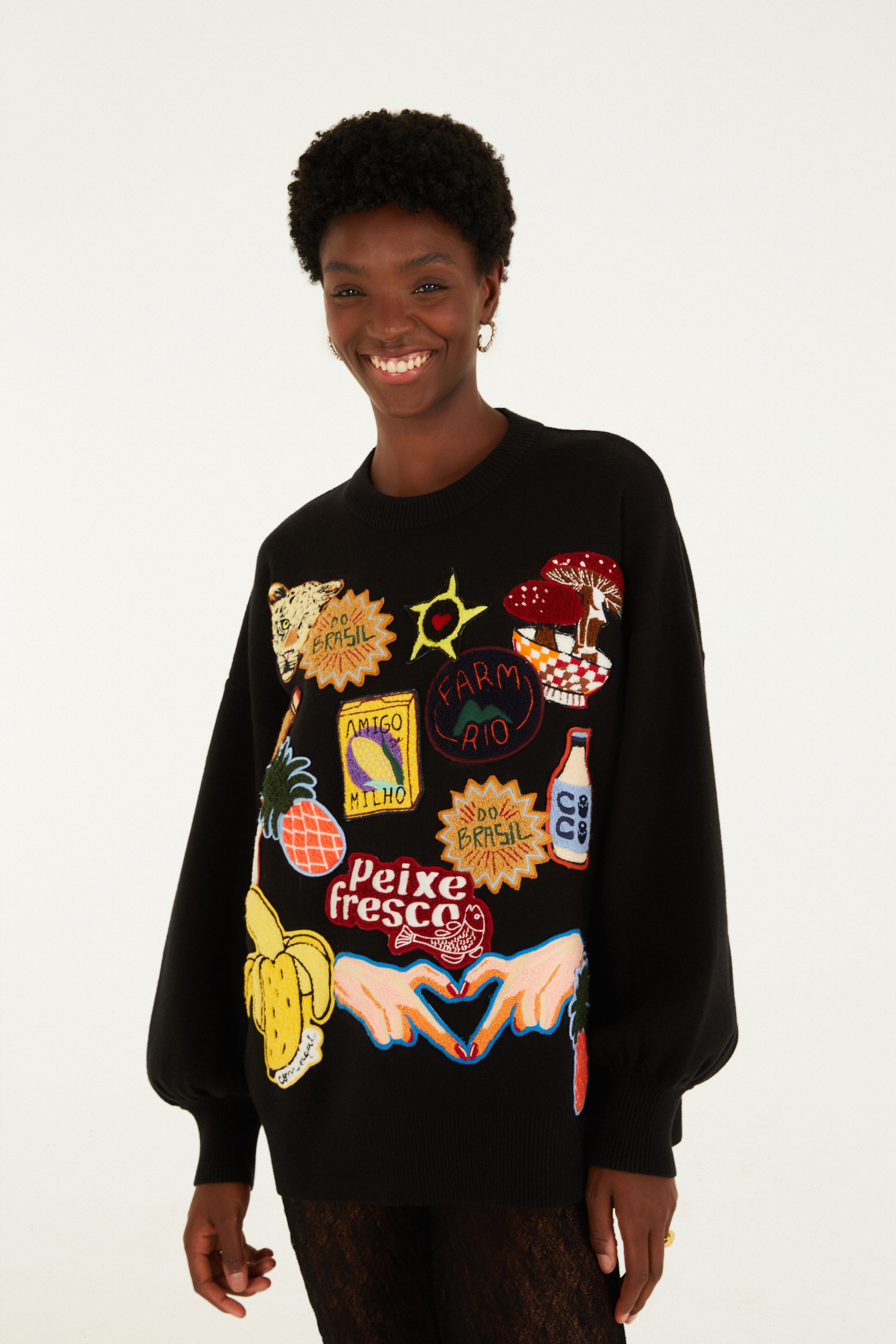 Casaco Tricot Tropical Patch
