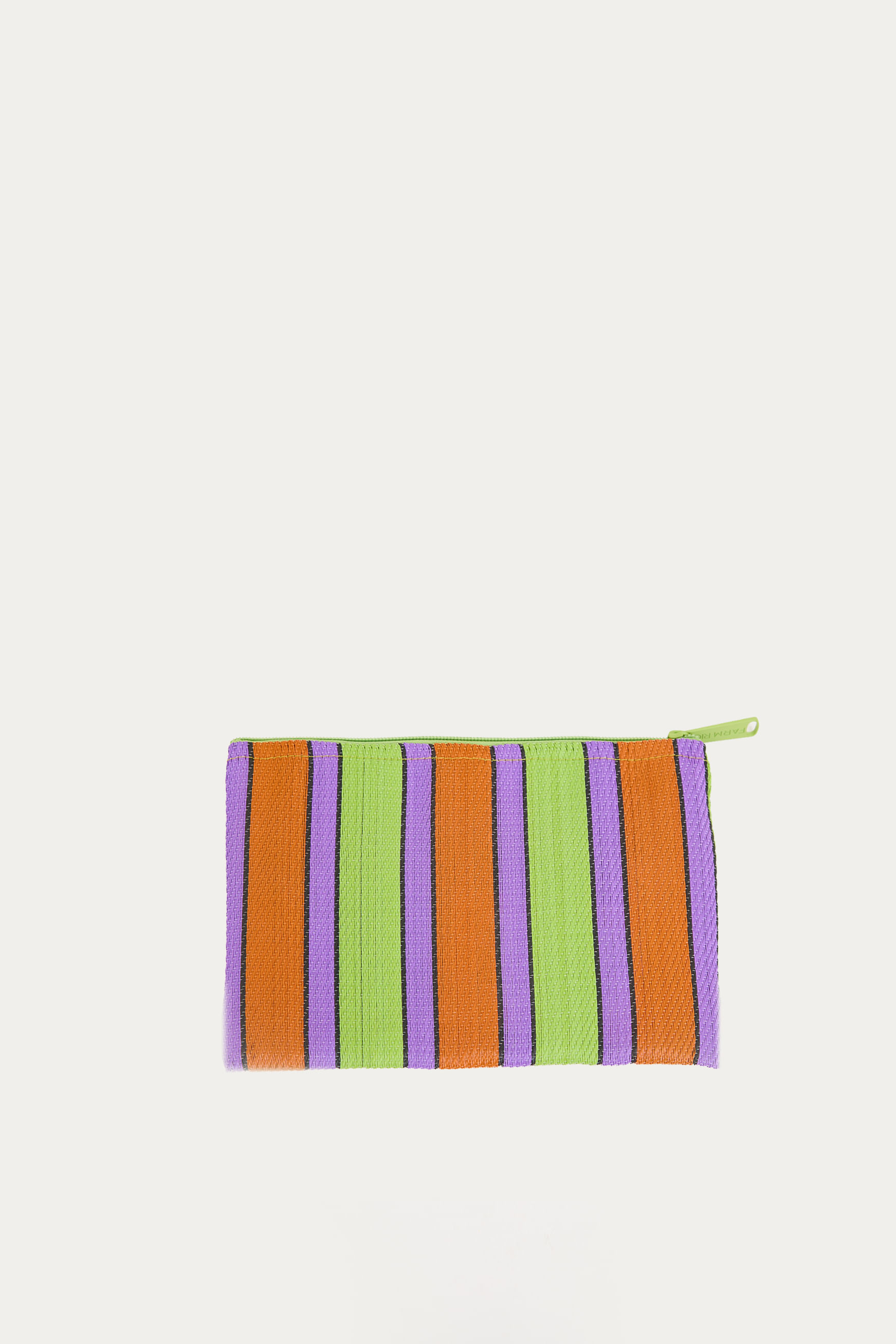 Necessaire Flat Ráfia Multicolor Verde e Roxo