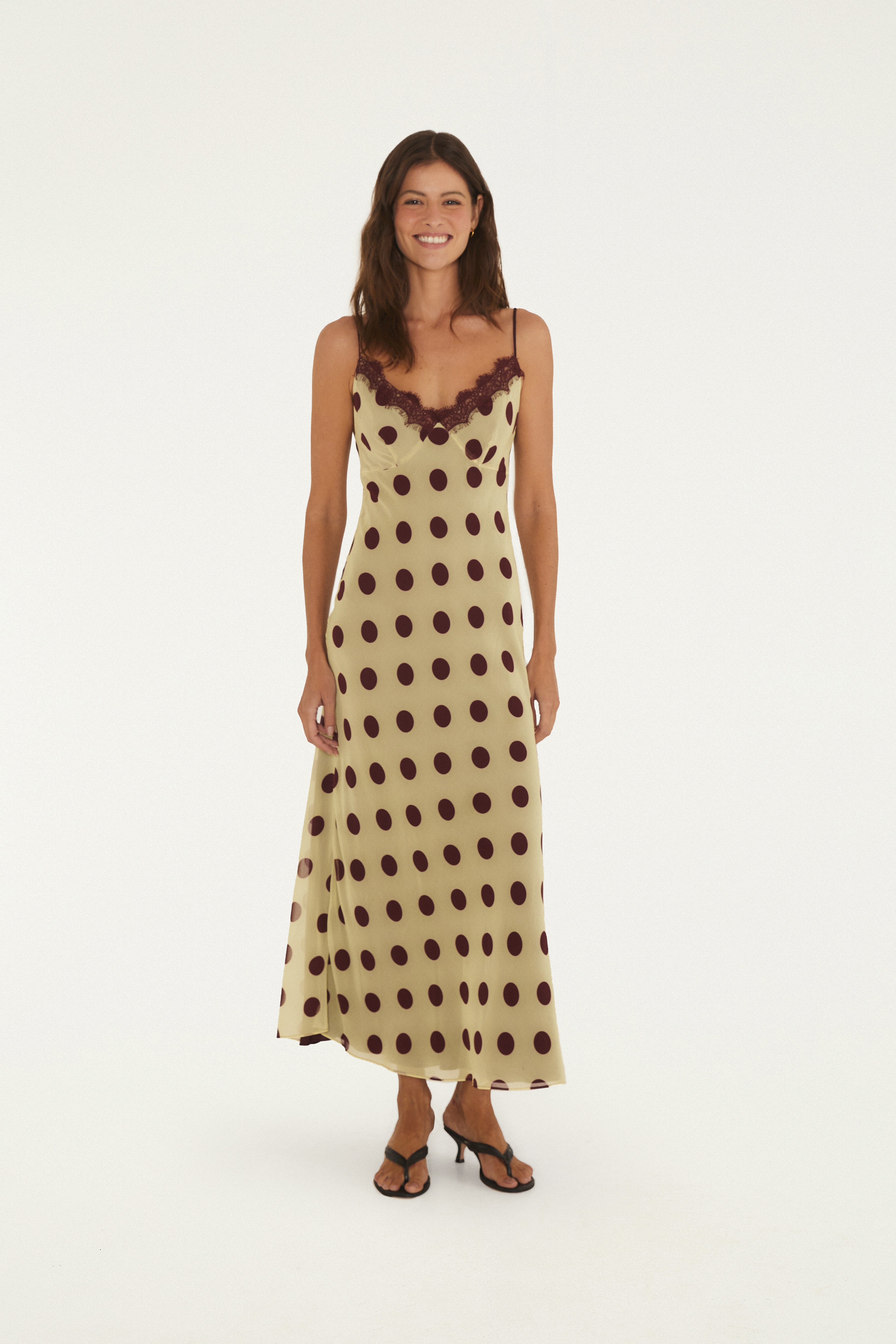 Vestido Double Renda Estampado Poá