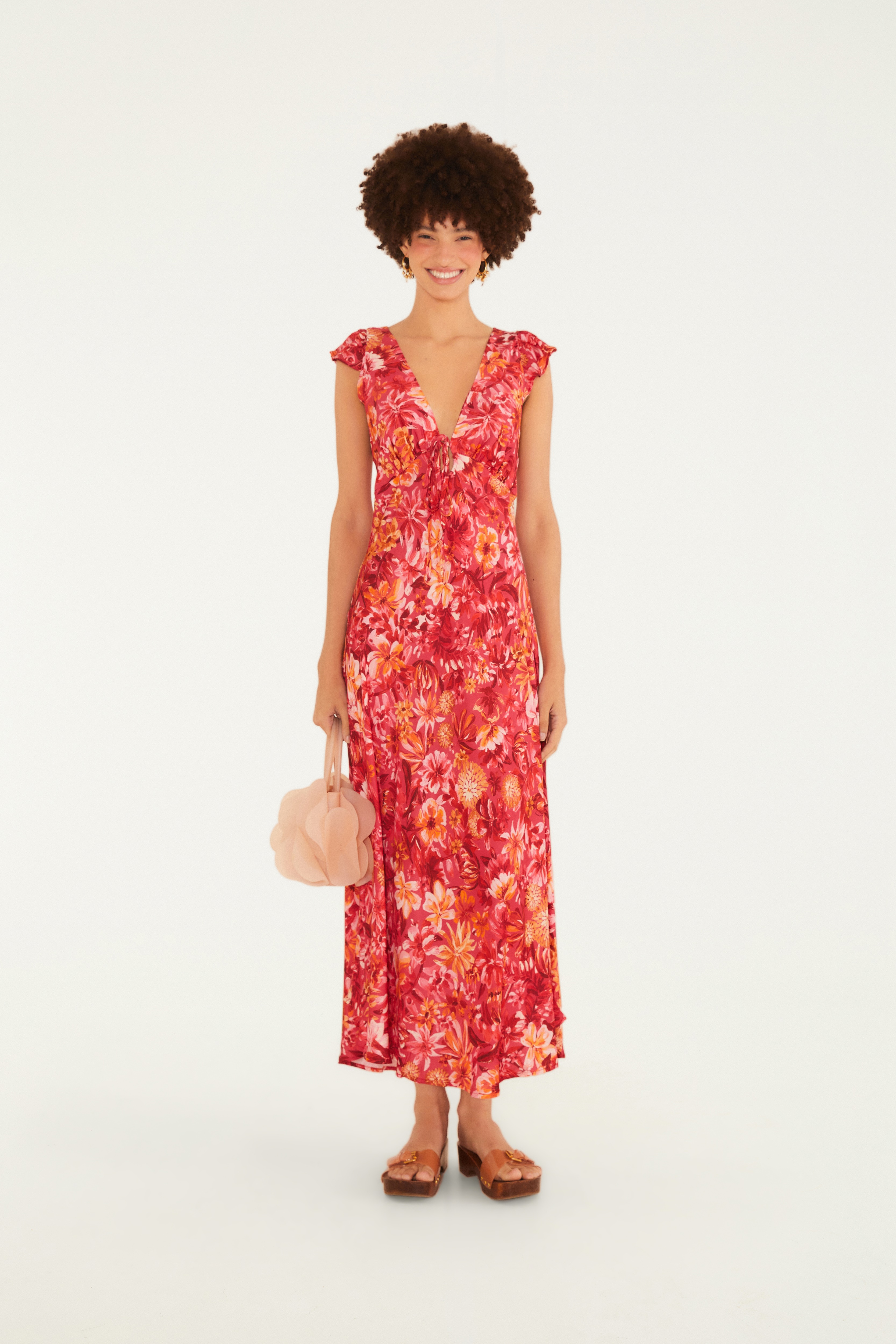 Vestido Cropped Estampado Florabela Rosa