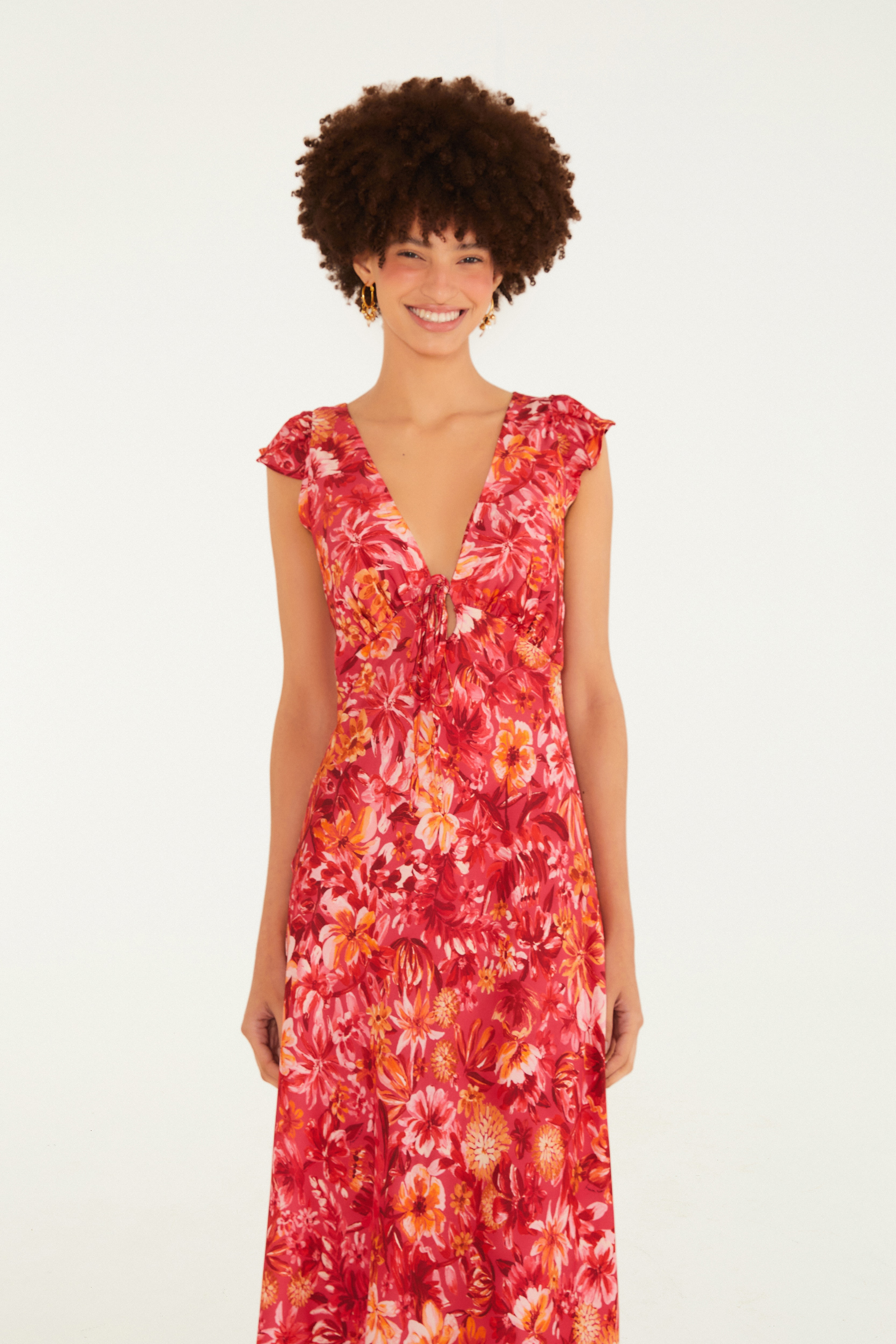 Vestido Cropped Estampado Florabela Rosa