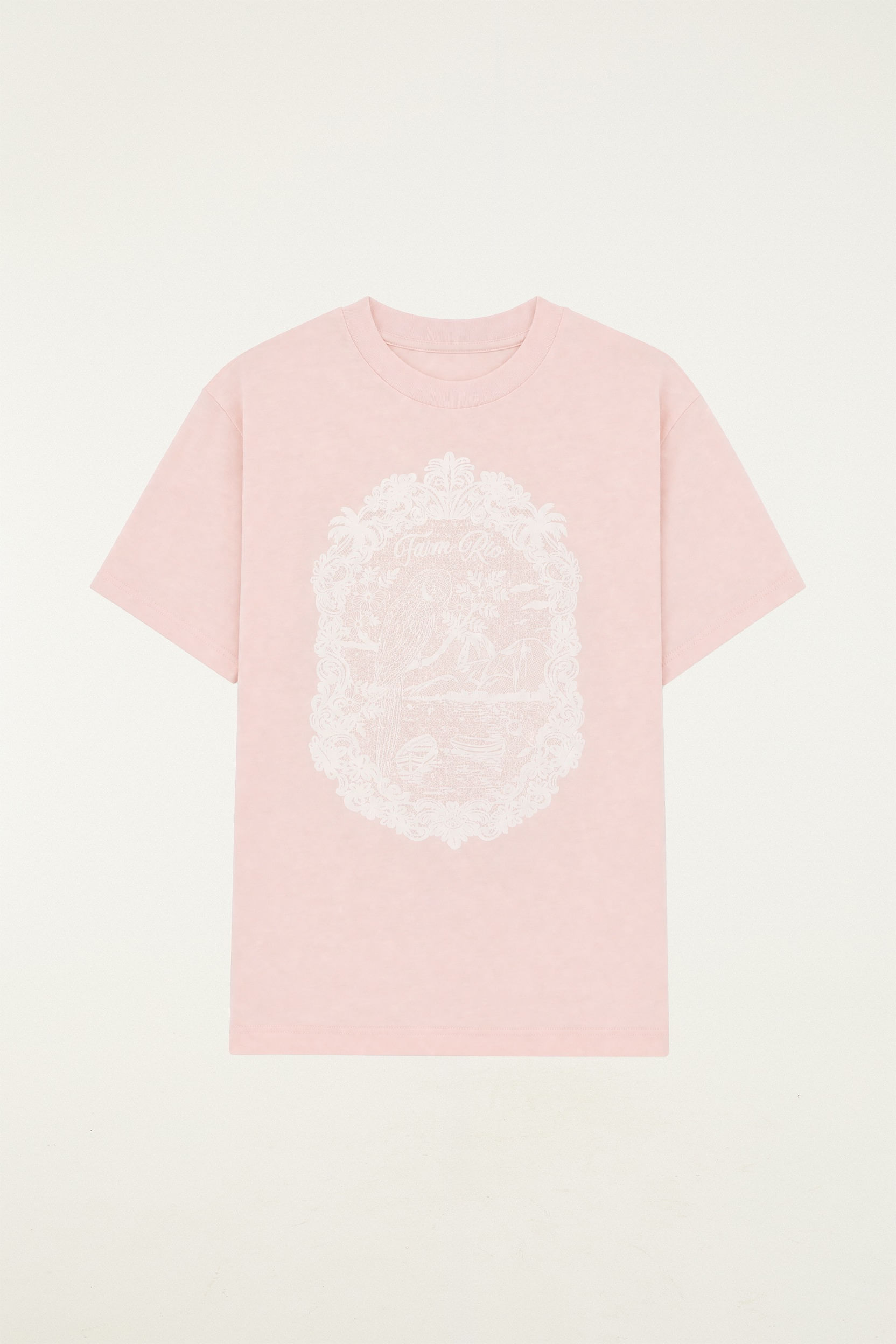 T-Shirt Media Rio De Renda Rosa