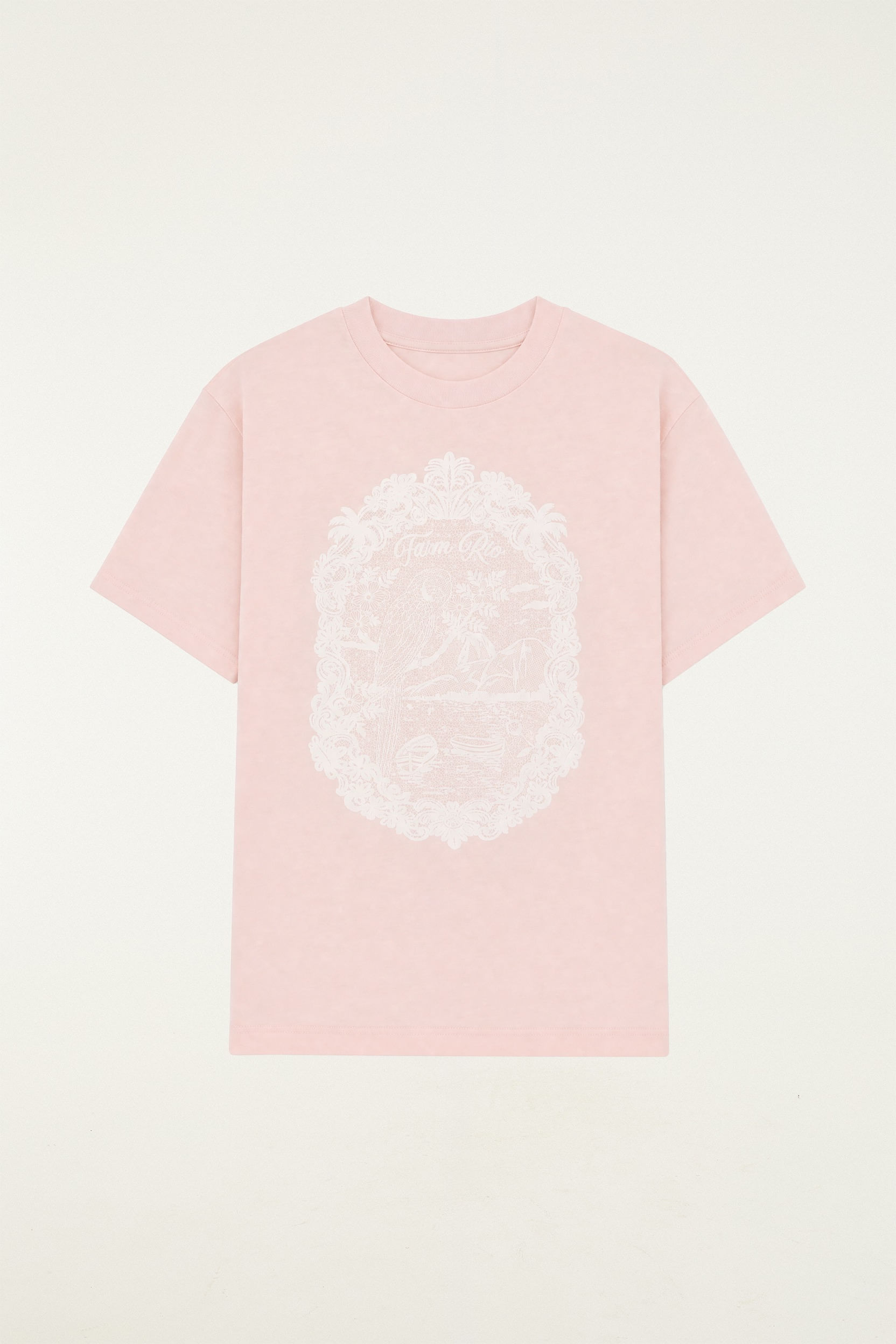 T-Shirt Media Rio De Renda Rosa