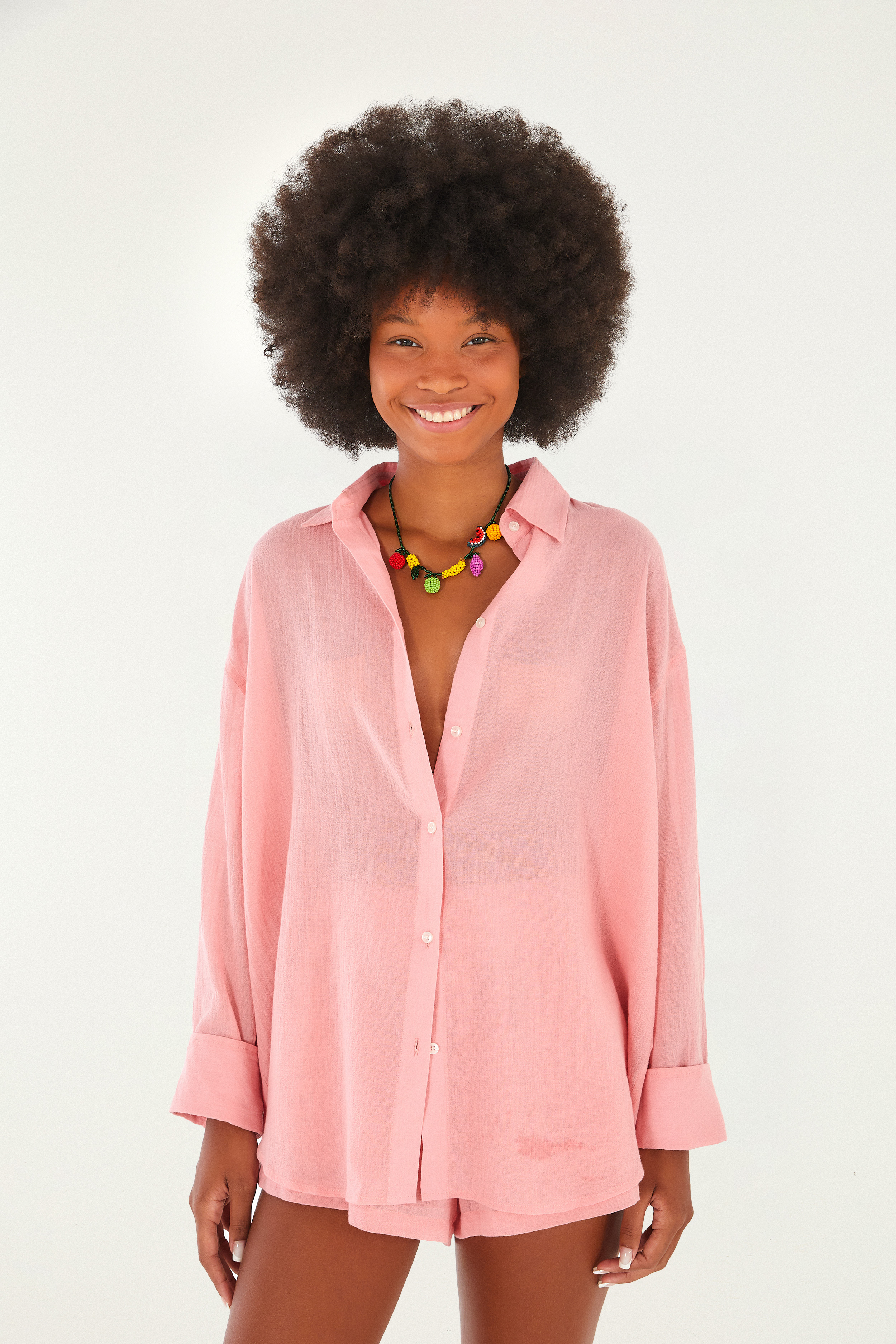 Camisa Manga Longa Rosa
