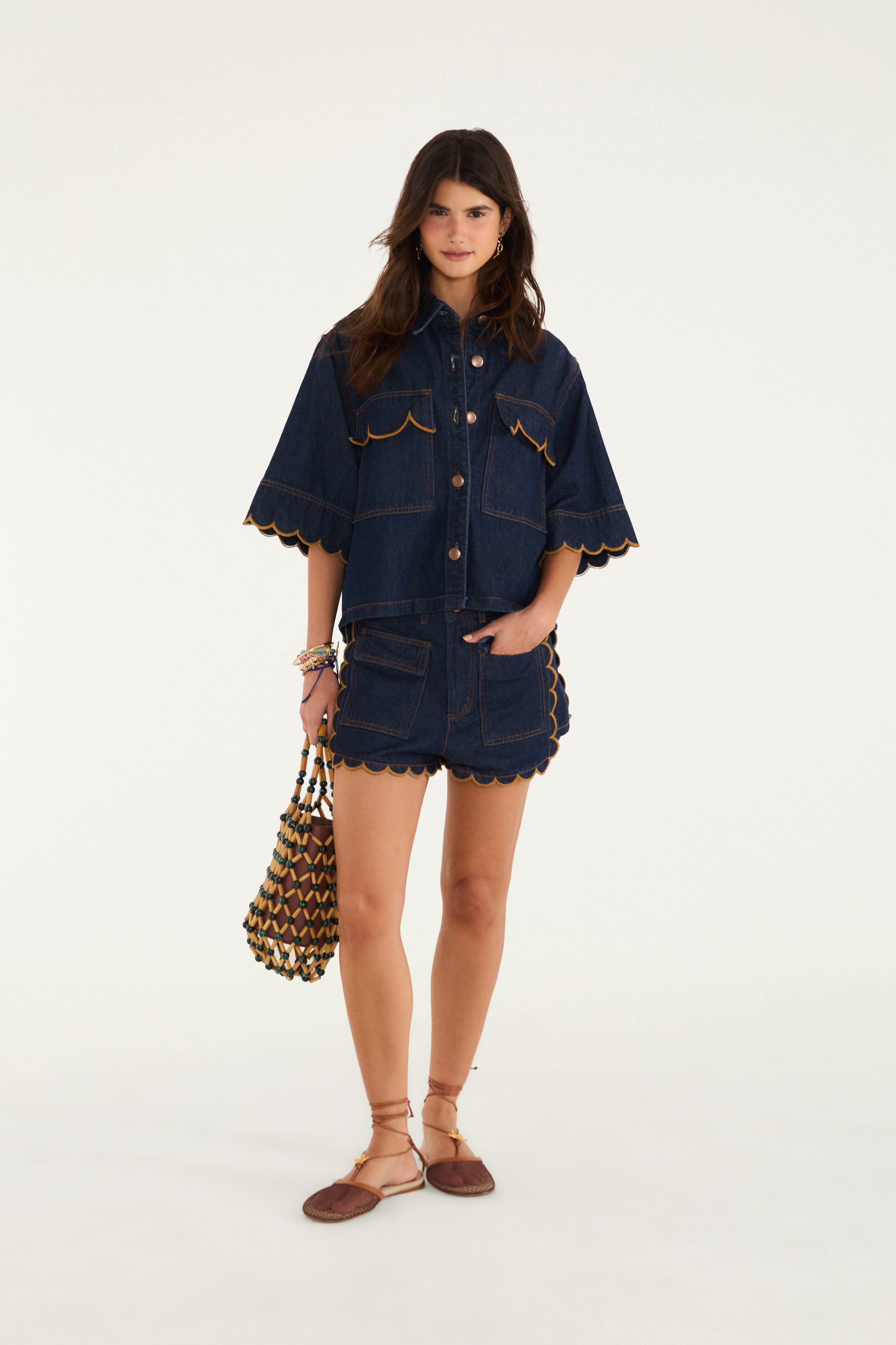 Short Jeans Festone
